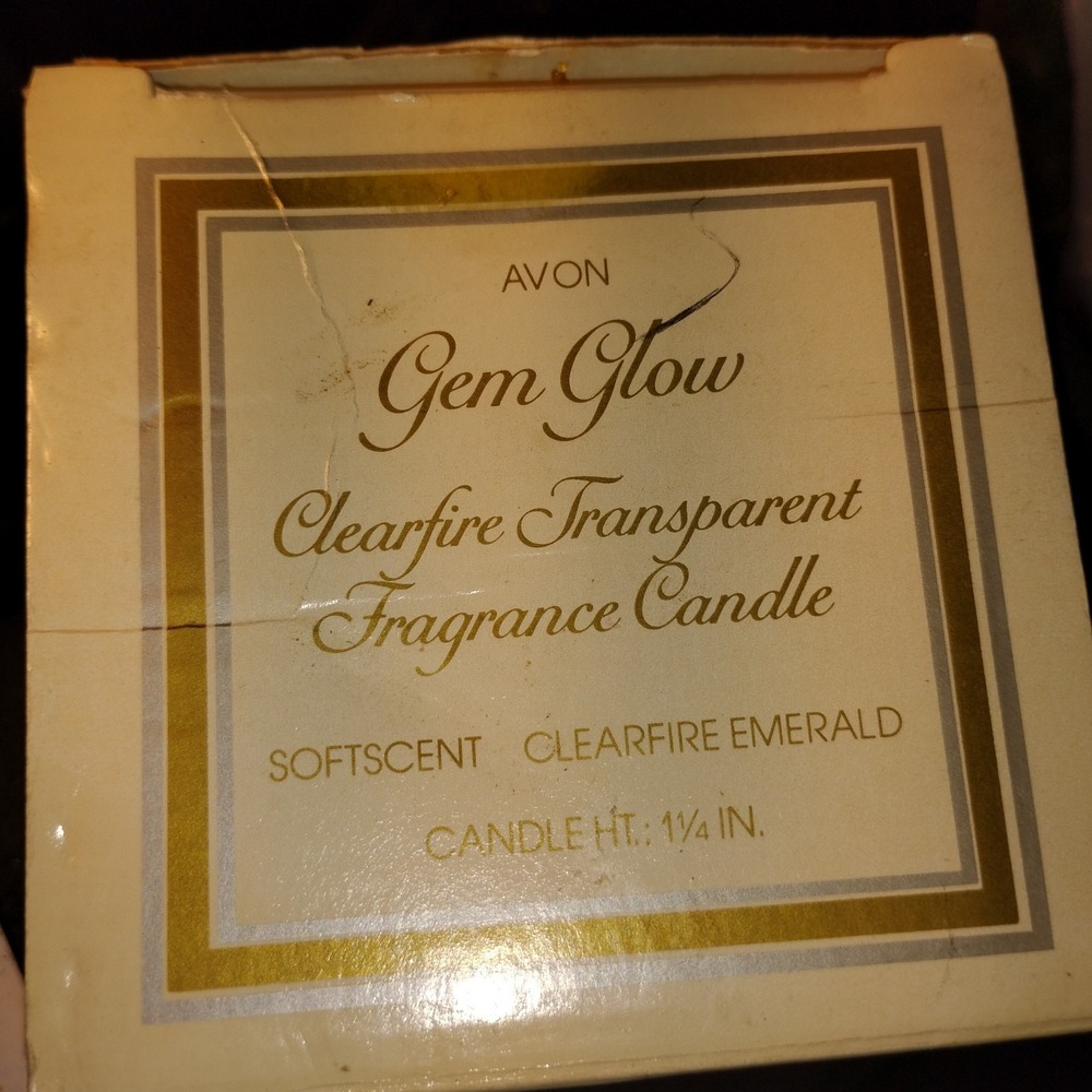 Vtg Avon Diamond Star Burst Glass Votive tealight candleholder 1981 Gem Glow Box - Picture 5 of 8